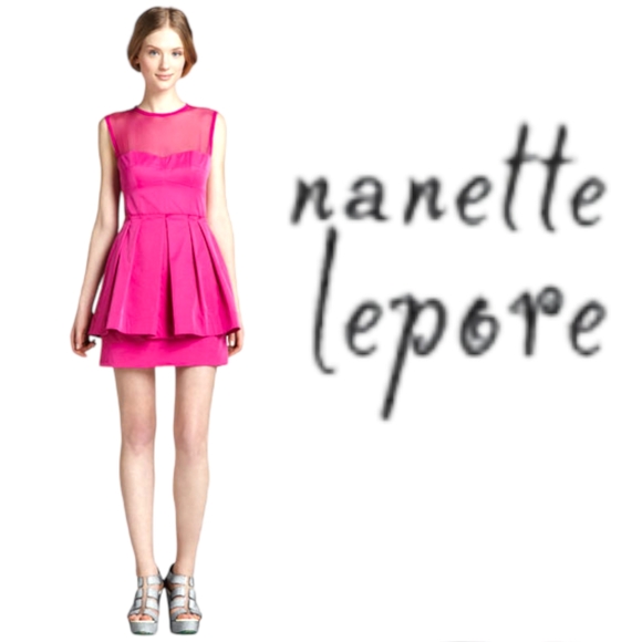 Nanette Lepore Dresses & Skirts - 🔥FINAL PRICE🔥EUC NANETTE LEPORE HOT PINK LIGHTSHOW ILLUSION PEPLUM DRESS SZ 4
